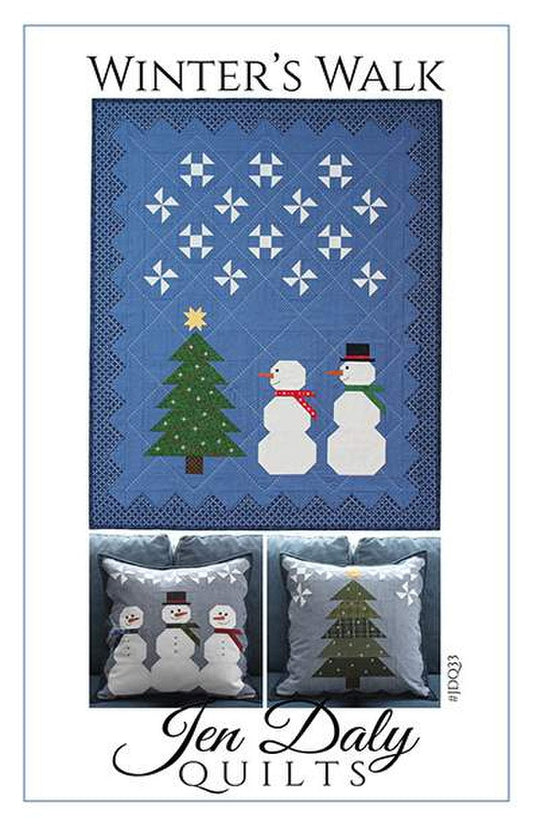 SALE Winter's Walk Quilt PATTERN P200 - Jen Daly Quilts - Riley Blake Design - INSTRUCTIONS Only - Piecing Simple Applique Embroidery