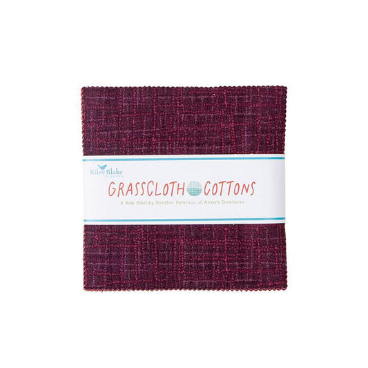 Grasscloth Cottons Charm Pack 5" Stacker Bundle - Riley Blake Designs - 42-Piece Precut  - Basic - Quilting Cotton Fabric