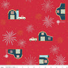 10" End of Bolt - CLEARANCE Sweet Freedom Barns SC14411 Red SPARKLE - Riley Blake - Patriotic Trucks Fireworks Gold SPARKLE- Quilting Fabric