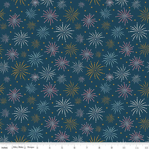 SALE Sweet Freedom Fireworks SC14412 Oxford SPARKLE - Riley Blake Designs - Patriotic Gold SPARKLE - Quilting Cotton Fabric