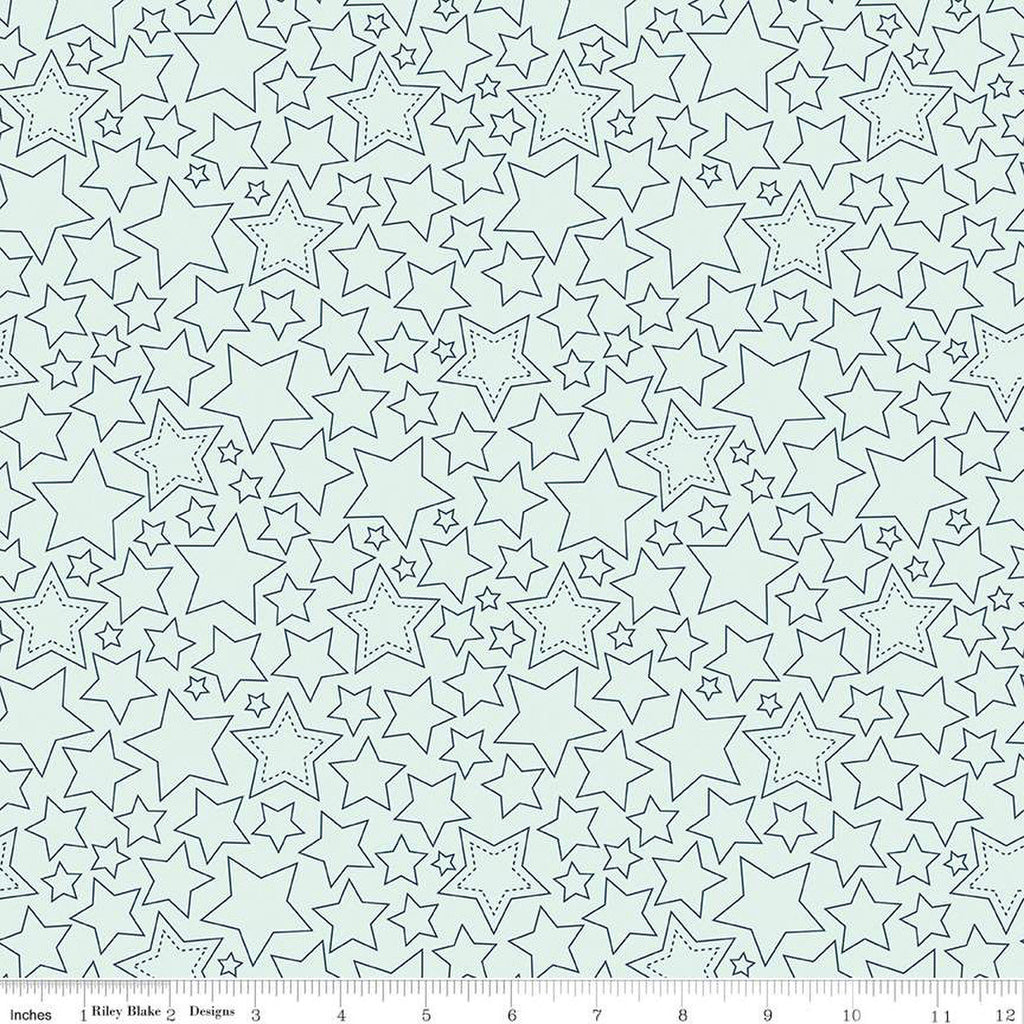 SALE Sweet Freedom Stars C14414 Bleached Denim by Riley Blake Designs - Patriotic Outlined Stars - Quilting Cotton Fabric