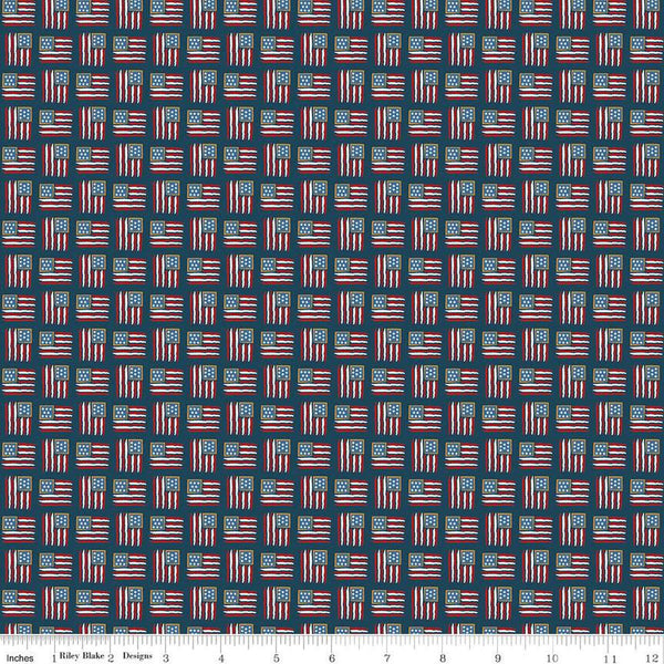 SALE Sweet Freedom Flags SC14416 Oxford SPARKLE - Riley Blake Designs - Patriotic Gold SPARKLE - Quilting Cotton Fabric