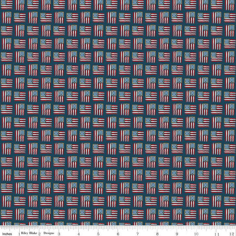 SALE Sweet Freedom Flags SC14416 Oxford SPARKLE - Riley Blake Designs - Patriotic Gold SPARKLE - Quilting Cotton Fabric