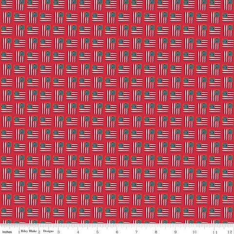 SALE Sweet Freedom Flags SC14416 Red SPARKLE - Riley Blake Designs - Patriotic Gold SPARKLE - Quilting Cotton Fabric