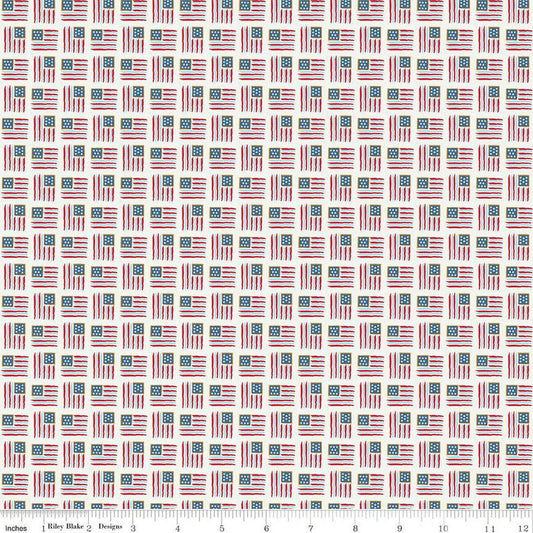 SALE Sweet Freedom Flags SC14416 Sand Dollar SPARKLE - Riley Blake Designs - Patriotic Gold SPARKLE - Quilting Cotton Fabric