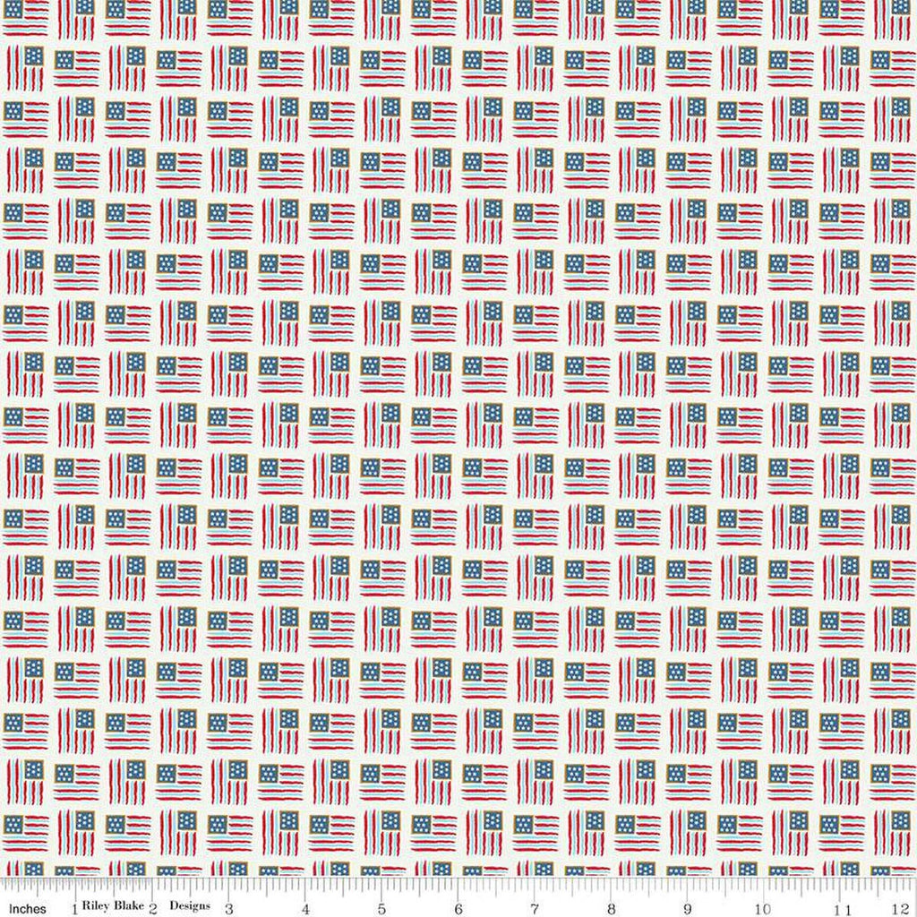 SALE Sweet Freedom Flags SC14416 Sand Dollar SPARKLE - Riley Blake Designs - Patriotic Gold SPARKLE - Quilting Cotton Fabric