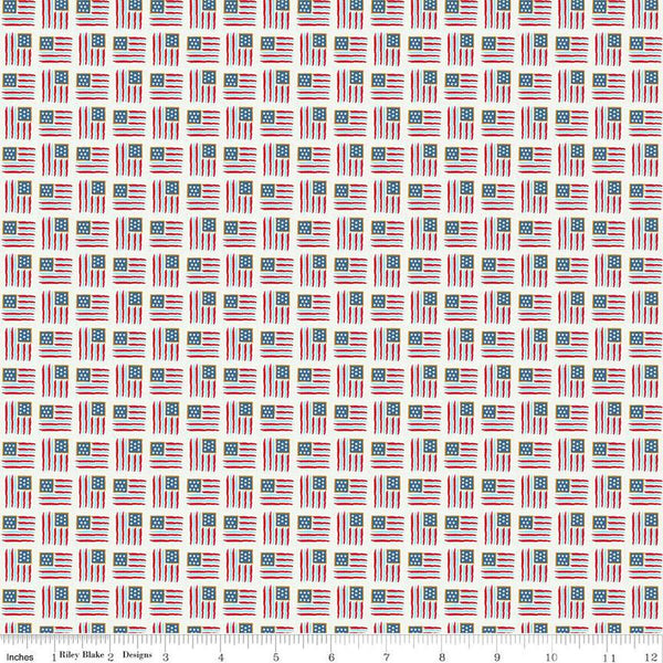 Sweet Freedom Flags SC14416 Sand Dollar SPARKLE - Riley Blake Designs - Patriotic Gold SPARKLE - Quilting Cotton Fabric