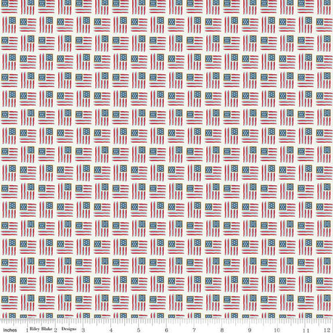 SALE Sweet Freedom Flags SC14416 Sand Dollar SPARKLE - Riley Blake Designs - Patriotic Gold SPARKLE - Quilting Cotton Fabric