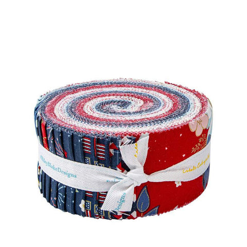 SALE Sweet Freedom 2.5 Inch Rolie Polie Jelly Roll 40 pieces - Riley Blake - Precut Pre cut Bundle - Patriotic - Quilting Cotton Fabric