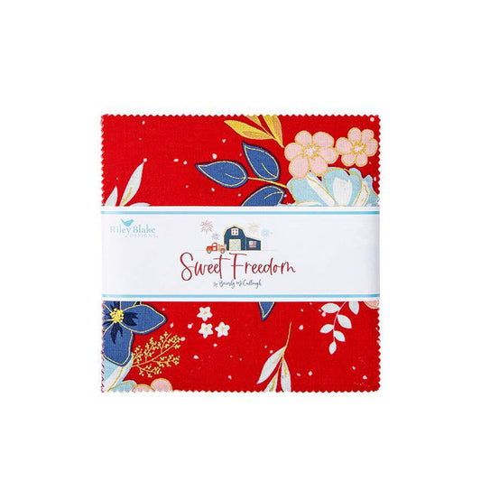 Sweet Freedom Charm Pack 5" Stacker Bundle - Riley Blake Designs - 42-Piece Precut  - Patriotic - Quilting Cotton Fabric