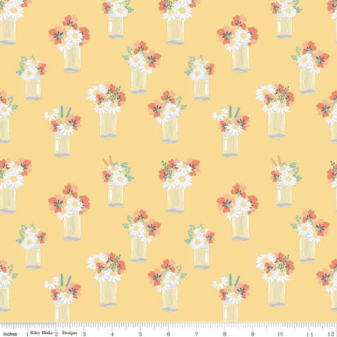 Sunshine and Sweet Tea Mason Jar Bouquets C14322 Sunshine by Riley Blake Designs - Floral Flowers - Quilting Cotton Fabric