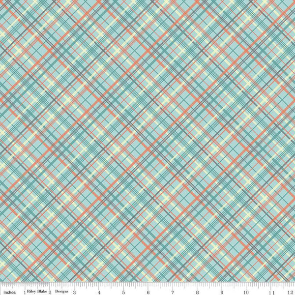 Sunshine and Sweet Tea Summer Plaid C14324 Mint by Riley Blake Designs - Diagonal - Quilting Cotton Fabric