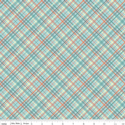 Sunshine and Sweet Tea Summer Plaid C14324 Mint by Riley Blake Designs - Diagonal - Quilting Cotton Fabric