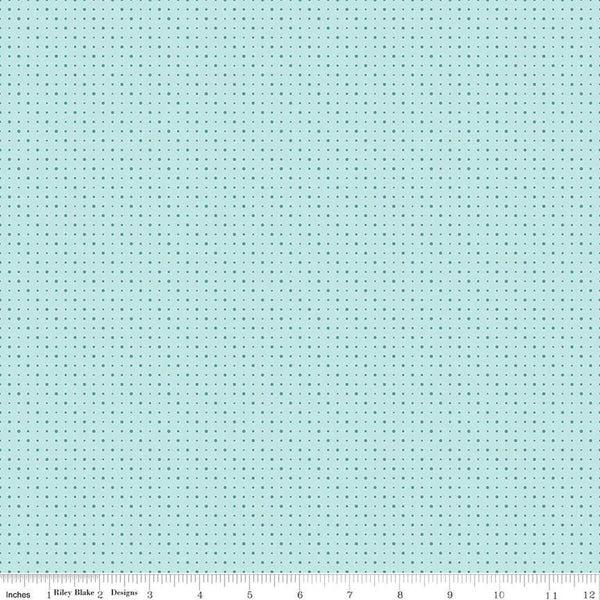 SALE Sunshine and Sweet Tea Dots C14325 Aqua by Riley Blake Designs - Pin Dot Dotted - Quilting Cotton Fabric