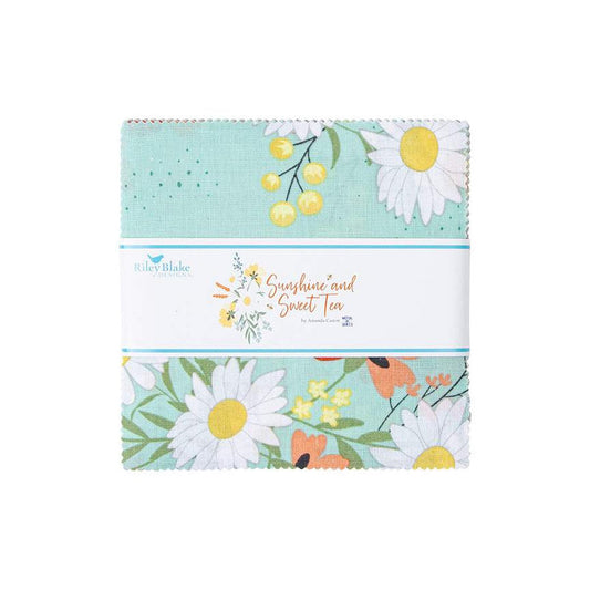 Sunshine & Sweet Tea Charm Pack 5" Stacker Bundle - Riley Blake Designs - 42-Piece Precut  - Quilting Cotton Fabric