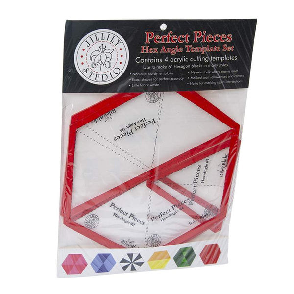 SALE Perfect Pieces Hex Angle Template Set by Jillily Studios - Riley Blake Designs - Non-Slip Acrylic to Create 6" Hexagons - Set of Four