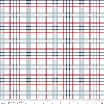 22" End of Bolt - American Beauty Plaid C14443 Storm - Riley Blake Designs - Patriotic - Quilting Cotton Fabric