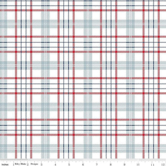 22" End of Bolt - American Beauty Plaid C14443 Storm - Riley Blake Designs - Patriotic - Quilting Cotton Fabric