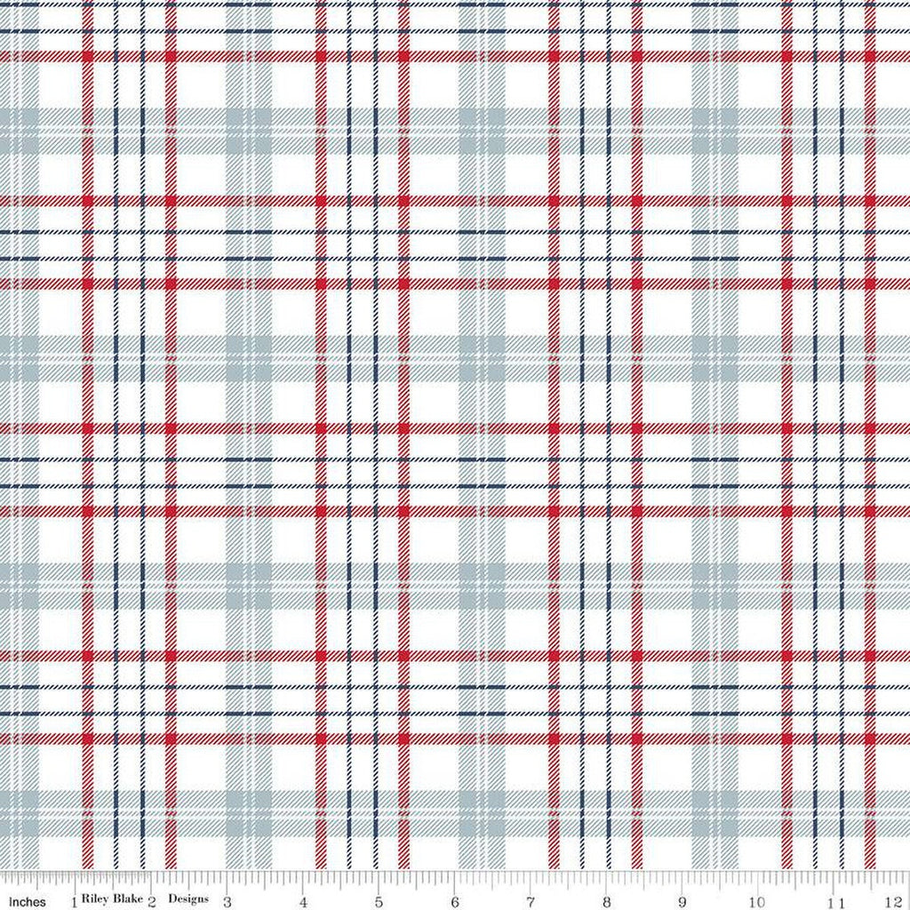 SALE American Beauty Plaid C14443 Storm by Riley Blake Designs - Patriotic - Quilting Cotton Fabric
