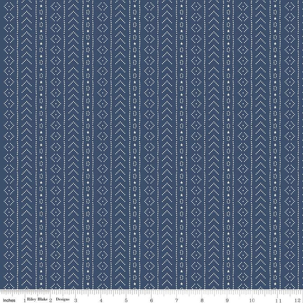 American Beauty Stripe C14447 Navy by Riley Blake Designs - Patriotic Stripes Striped - Quilting Cotton Fabric