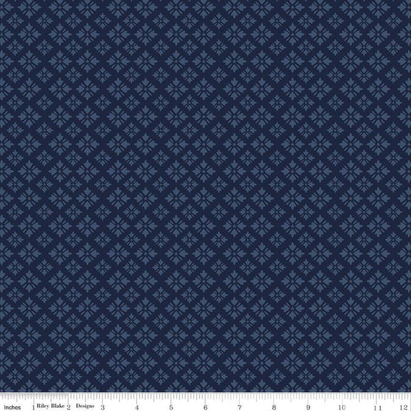 10" End of Bolt - American Beauty Geo C14448 Navy by Riley Blake Designs - Patriotic Geometric - Quilting Cotton Fabric