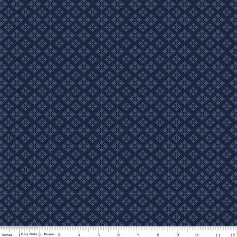 10" End of Bolt - American Beauty Geo C14448 Navy by Riley Blake Designs - Patriotic Geometric - Quilting Cotton Fabric