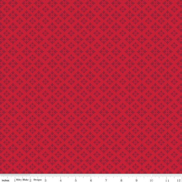 12" End of Bolt - End of Bolt - American Beauty Geo C14448 Red by Riley Blake Designs - Patriotic Geometric - Quilting Cotton Fabric