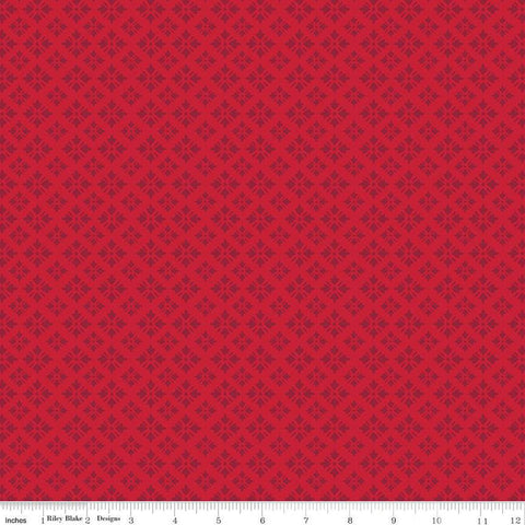 12" End of Bolt - End of Bolt - American Beauty Geo C14448 Red by Riley Blake Designs - Patriotic Geometric - Quilting Cotton Fabric
