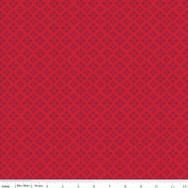12" End of Bolt - End of Bolt - American Beauty Geo C14448 Red by Riley Blake Designs - Patriotic Geometric - Quilting Cotton Fabric