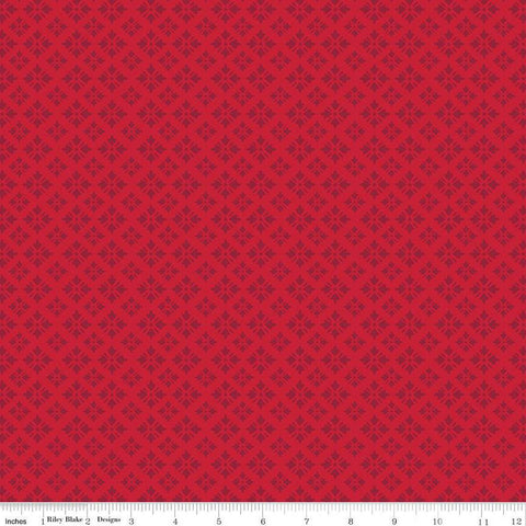12" End of Bolt - End of Bolt - American Beauty Geo C14448 Red by Riley Blake Designs - Patriotic Geometric - Quilting Cotton Fabric