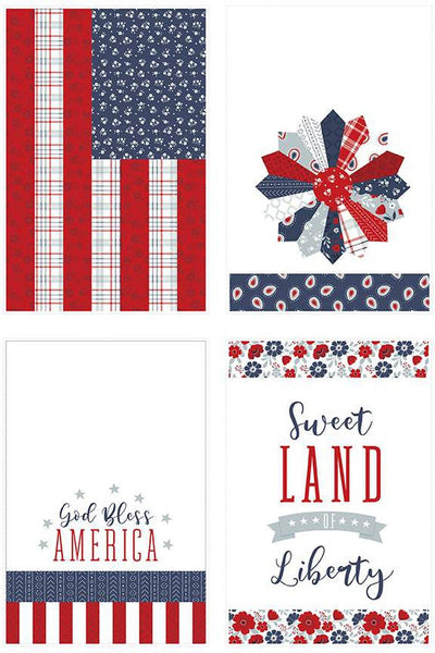 American Beauty Home Decor Tea Towel LARGE Panel HD14451 by Riley Blake Designs - Patriotic - Lightweight Canvas Cotton