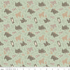 Fat Quarter End of Bolt - FLANNEL Elmer and Eloise Bears F14691 Sage - Riley Blake Designs - Bears Bear Cubs Trees - FLANNEL Cotton Fabric