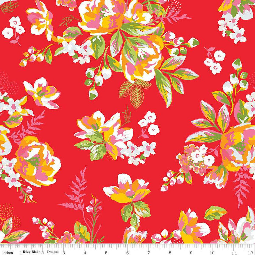 Picnic Florals Main C14610 Red by Riley Blake Designs - Floral Flowers - Quilting Cotton Fabric