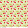 Picnic Florals Strawberries C14612 Green - Riley Blake Designs - Berries Blossoms Leaves - Quilting Cotton Fabric