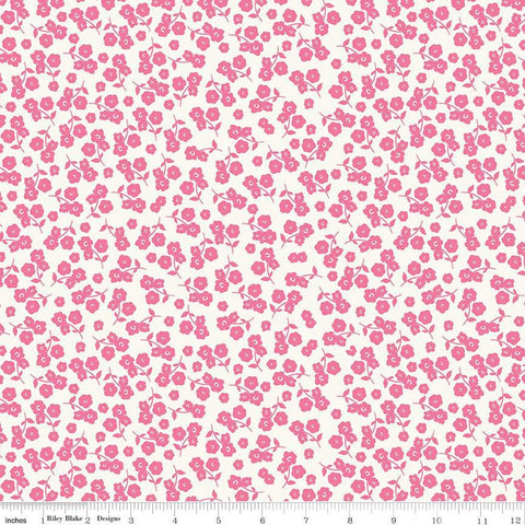 Picnic Florals Ditsy C14613 Pink by Riley Blake Designs - Floral Flowers on Cream - Quilting Cotton Fabric