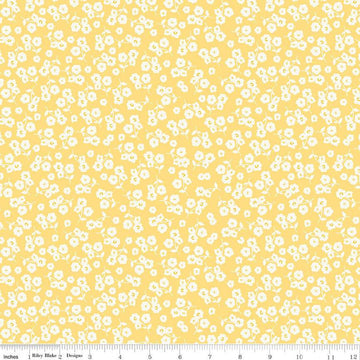 10" End of Bolt - Picnic Florals Ditsy C14613 Yellow by Riley Blake Designs - Cream Floral Flowers - Quilting Cotton Fabric