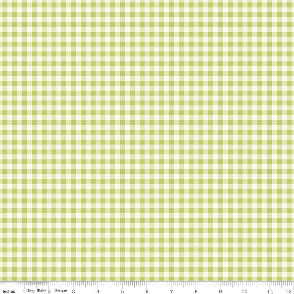 Picnic Florals PRINTED Gingham C14614 Green by Riley Blake Designs - Green/Cream Checks - Quilting Cotton Fabric
