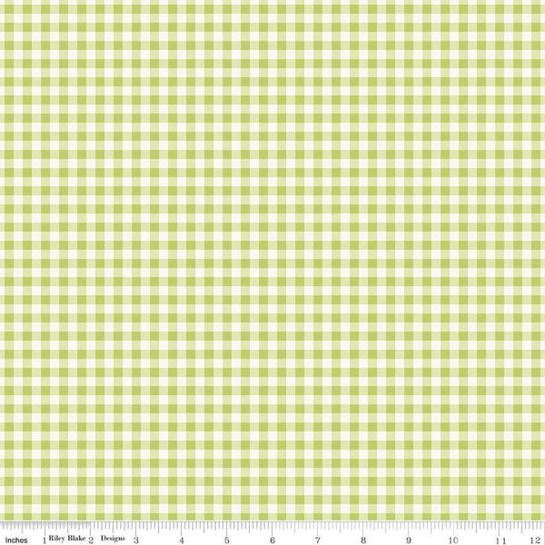 Picnic Florals PRINTED Gingham C14614 Green by Riley Blake Designs - Green/Cream Checks - Quilting Cotton Fabric