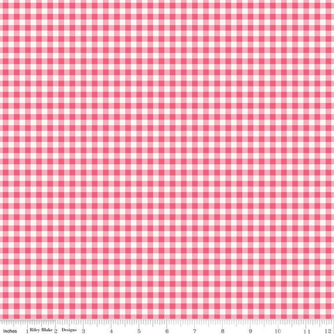 Picnic Florals PRINTED Gingham C14614 Pink by Riley Blake Designs - Pink/Cream Checks - Quilting Cotton Fabric
