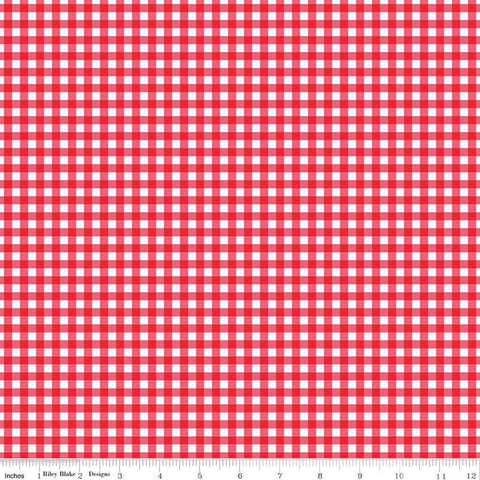 Picnic Florals PRINTED Gingham C14614 Red by Riley Blake Designs - Cream/Red Checks - Quilting Cotton Fabric