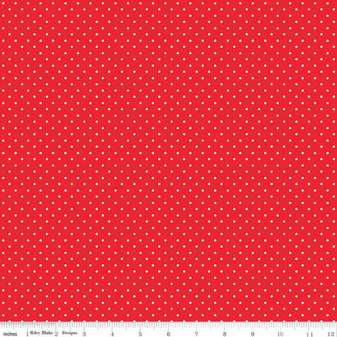 Fat Quarter End of Bolt - Picnic Florals Dots C14615 Red by Riley Blake Designs - Polka Dot Dotted - Quilting Cotton Fabric