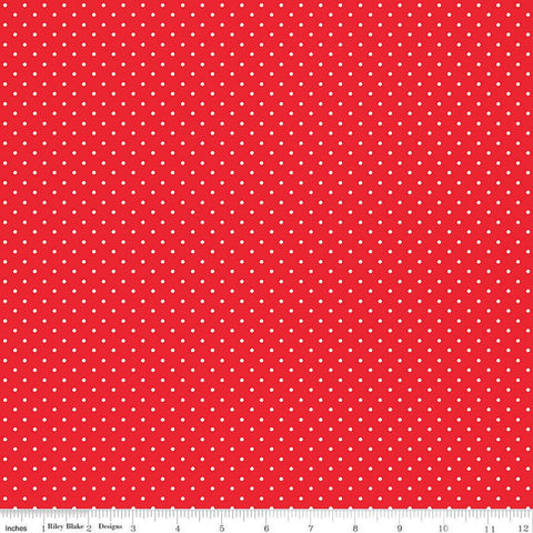 Fat Quarter End of Bolt - Picnic Florals Dots C14615 Red by Riley Blake Designs - Polka Dot Dotted - Quilting Cotton Fabric