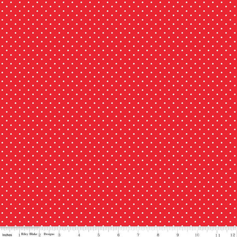 Picnic Florals Dots C14615 Red by Riley Blake Designs - Polka Dot Dotted - Quilting Cotton Fabric