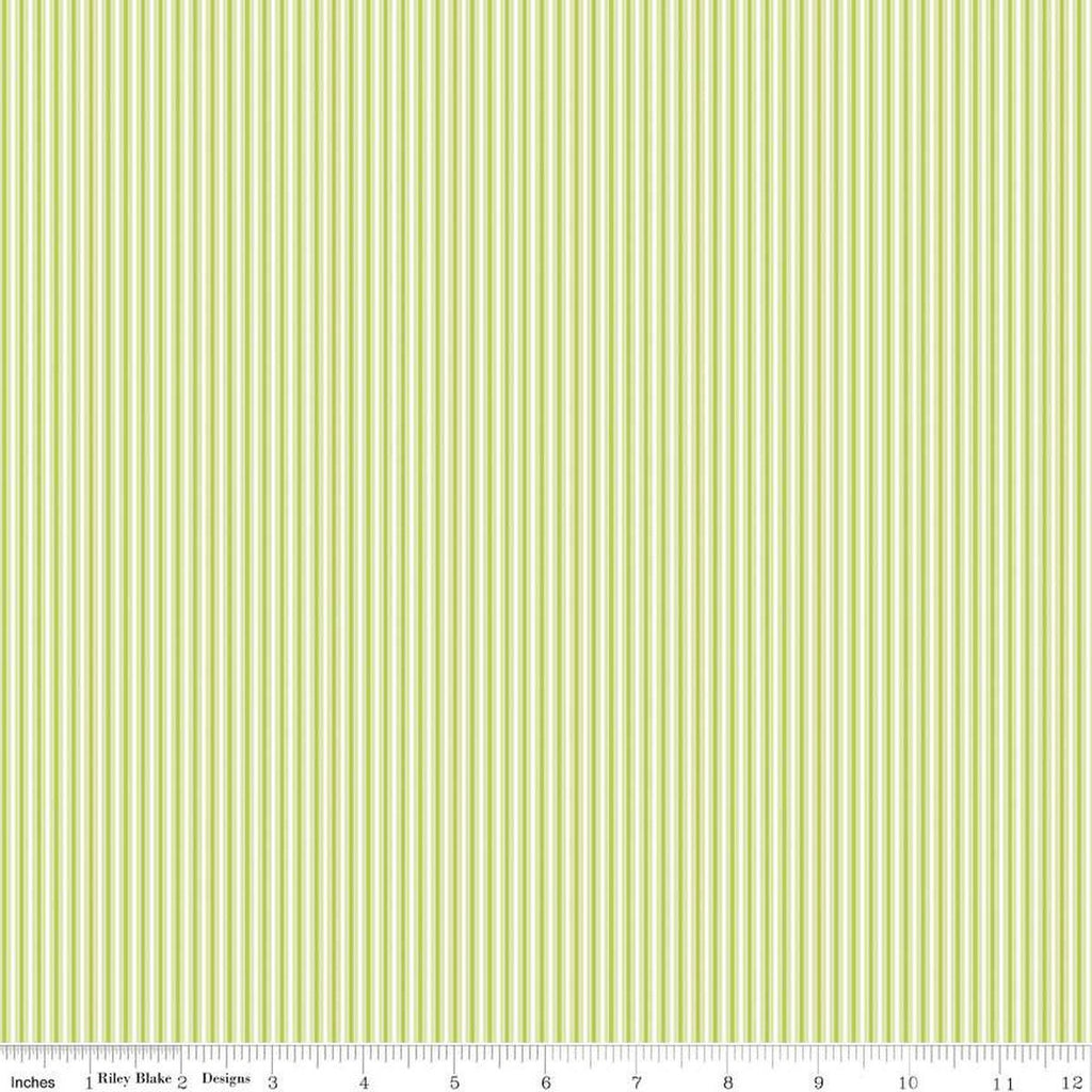 Picnic Florals Stripes C14616 Green by Riley Blake Designs - Stripe Striped - Quilting Cotton Fabric