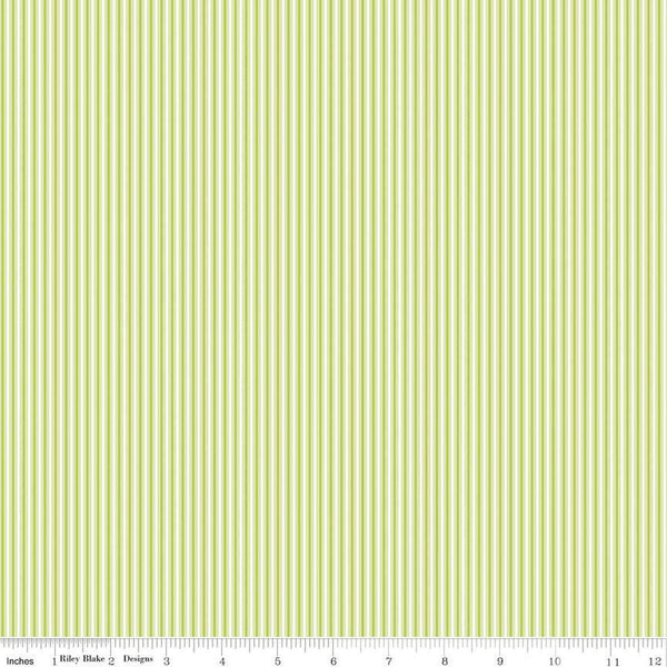 SALE Picnic Florals Stripes C14616 Green by Riley Blake Designs - Stripe Striped - Quilting Cotton Fabric