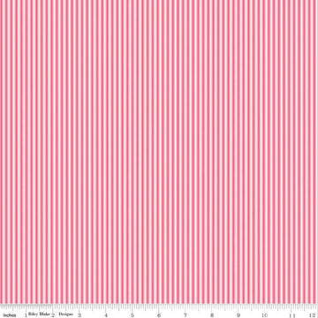 SALE Picnic Florals Stripes C14616 Pink - Riley Blake Designs - Stripe Striped - Quilting Cotton Fabric