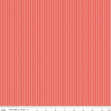 SALE Picnic Florals Stripes C14616 Red - Riley Blake Designs - Stripe Striped - Quilting Cotton Fabric