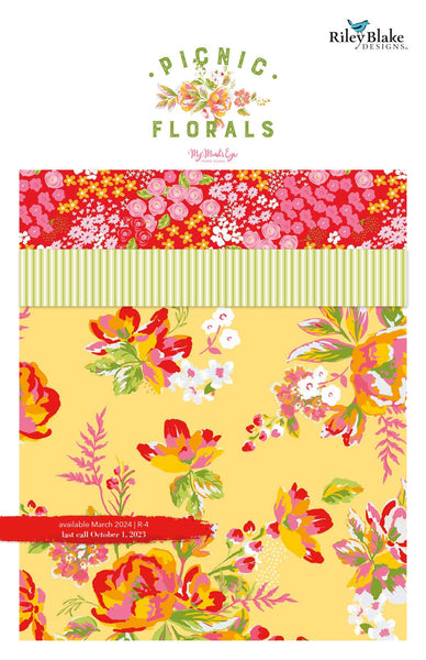 Picnic Florals Charm Pack 5" Stacker Bundle - Riley Blake Designs - 42 piece Precut Pre cut - Quilting Cotton Fabric