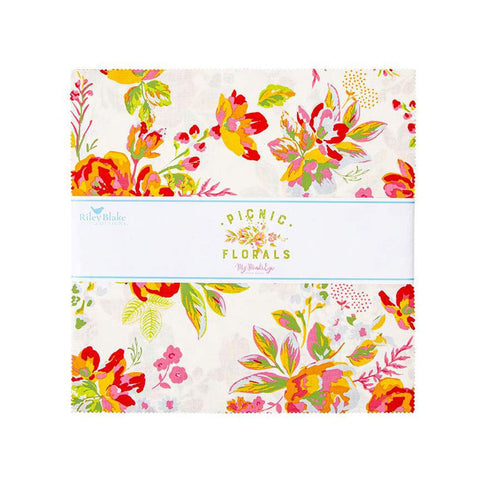 SALE Picnic Florals Layer Cake 10" Stacker Bundle - Riley Blake Designs - 42 piece Precut Pre cut - Quilting Cotton Fabric