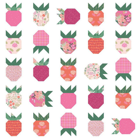 SALE Strawberry Fields Quilt PATTERN P159 Citrus and Mint Designs - Riley Blake Designs - Instructions Only - Pieced Fat Quarter Friendly